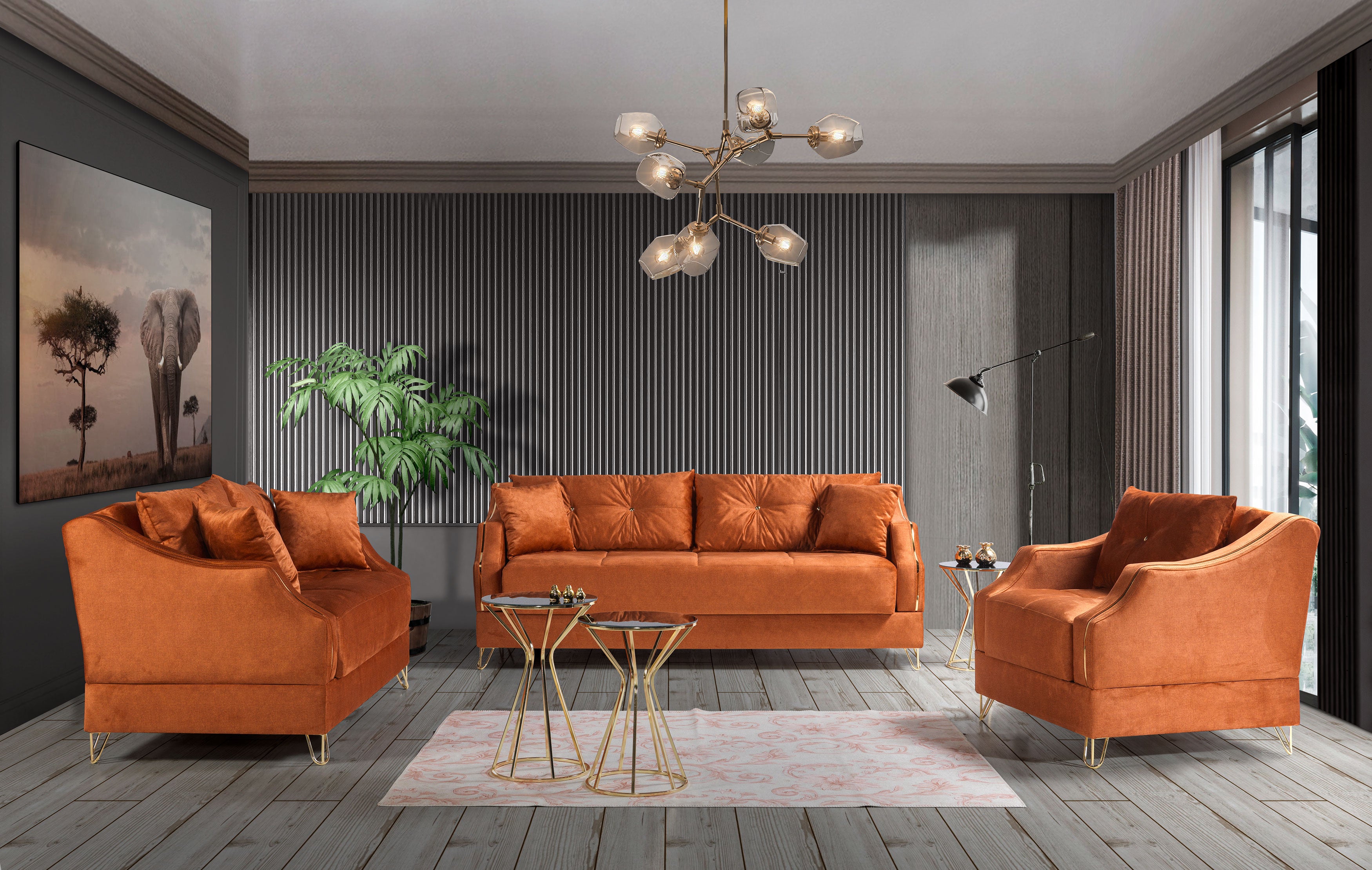 Meida 3 Piece Sofa Set in Orange ****SHIPPED TO GTA ONLY****