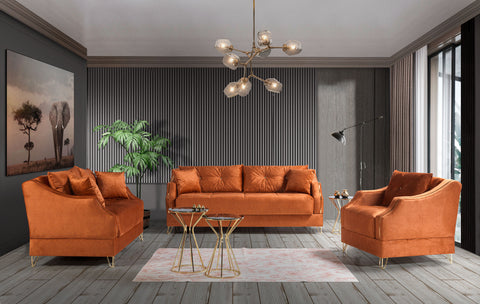 Image of Meida 3 Piece Sofa Set in Orange ****SHIPPED TO GTA ONLY****