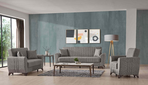 Image of Malvina 3 Piece Grey Sofa Set ****SHIPPED TO GTA ONLY****
