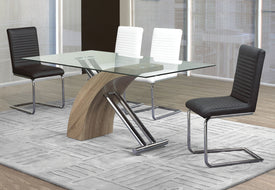 FURNITUREMATTRESSDIRECT-Kitchen Set with Glass Top - 7 pc - Reclaimed Wood | Black | White H-KS148