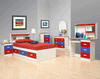 Kid's Bedroom Set in Blue and Red-Full Bedroom Set-Twin