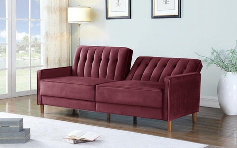 Velvet Sofa Bed - Burgundy ***Shipped to the GTA Area Only***