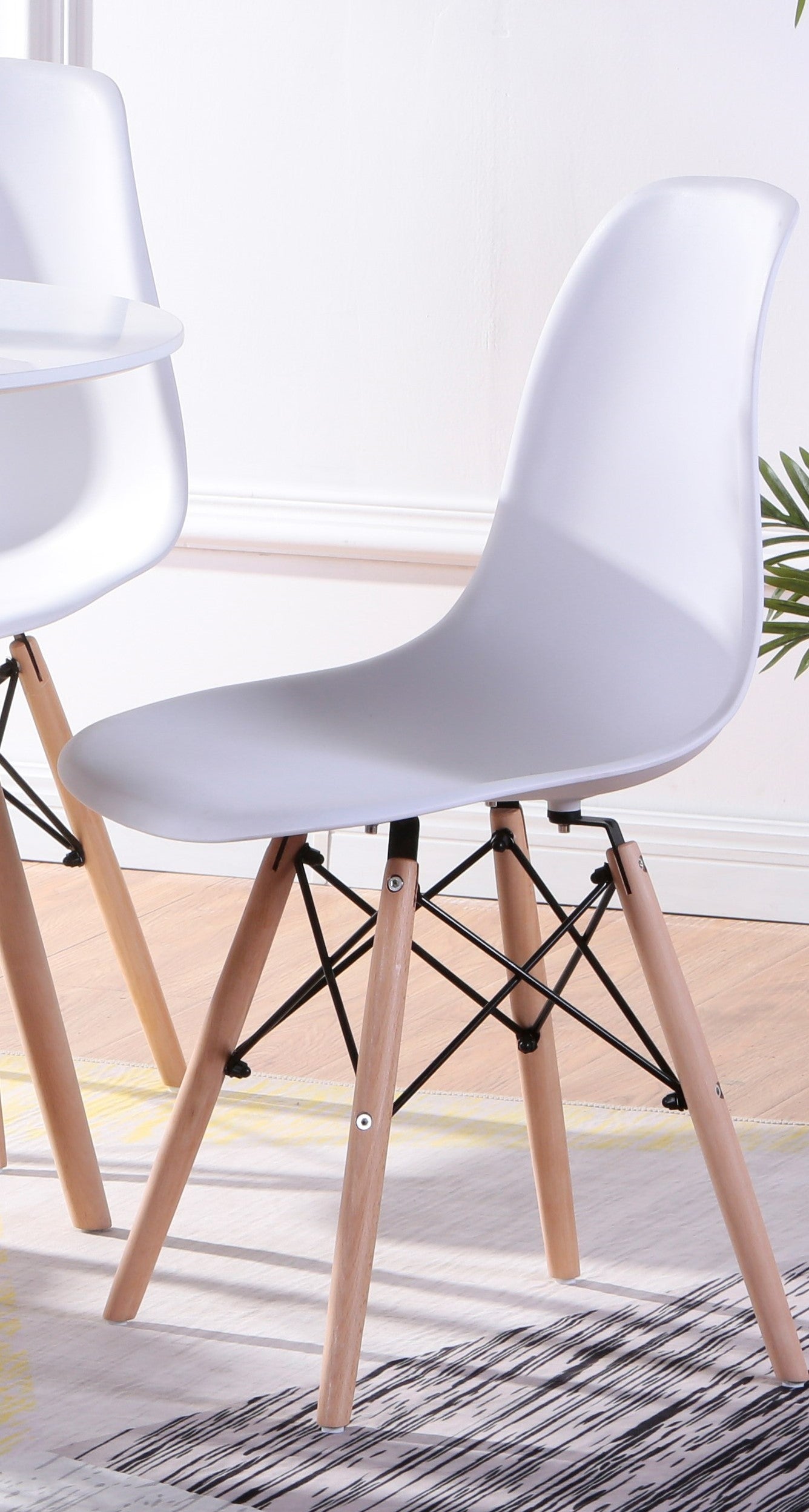 5pc Eiffel Dinette Set White - Wooden Legs