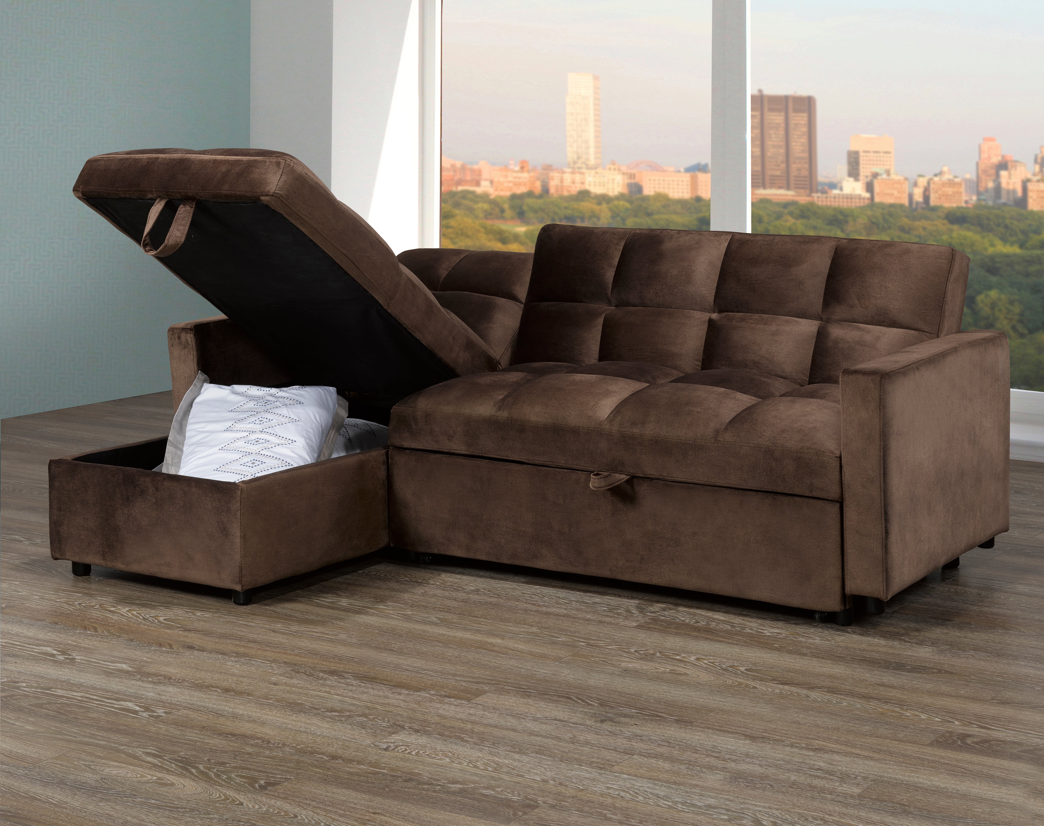 CHELSEA SECTIONAL SET BROWN