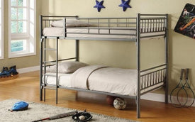Bunk Bed - Twin over Twin with Metal - Grey | Black