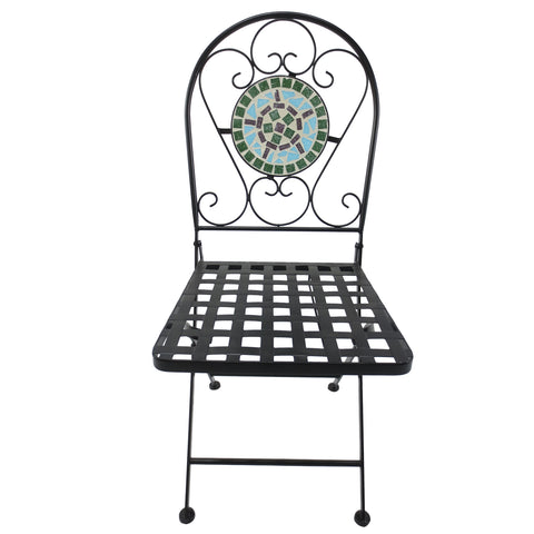 Image of 3pc Bistro Mosaic Set Dining Outdoor 2 Seater Folding Chairs