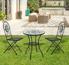 3pc Bistro Mosaic Set Dining Outdoor 2 Seater Folding Chairs