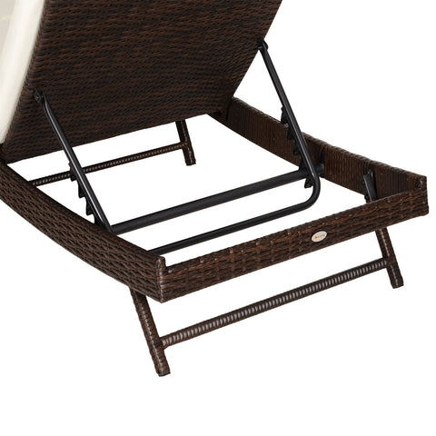 Image of Adjustable Patio Pool Wicker Chaise Lounge Rattan Furniture w/ Cushion