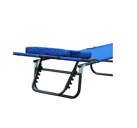 Image of Adjustable Portable Garden Beach Sun Lounger Chair Bed with Headrest Reading Hole Design Blue