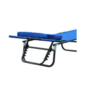 Adjustable Portable Garden Beach Sun Lounger Chair Bed with Headrest Reading Hole Design Blue