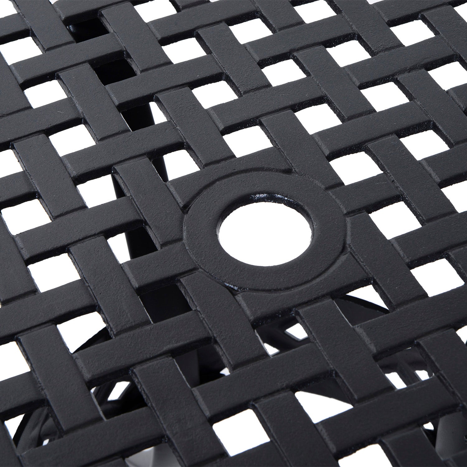 Cast Aluminum Garden Round Dining Table Outdoor Garden Furniture Black with Umbrella Hole