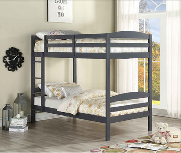 Twin Over Twin Bunk Bed In Grey