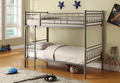 BUNK BED - TWIN OVER TWIN WITH METAL - GREY
