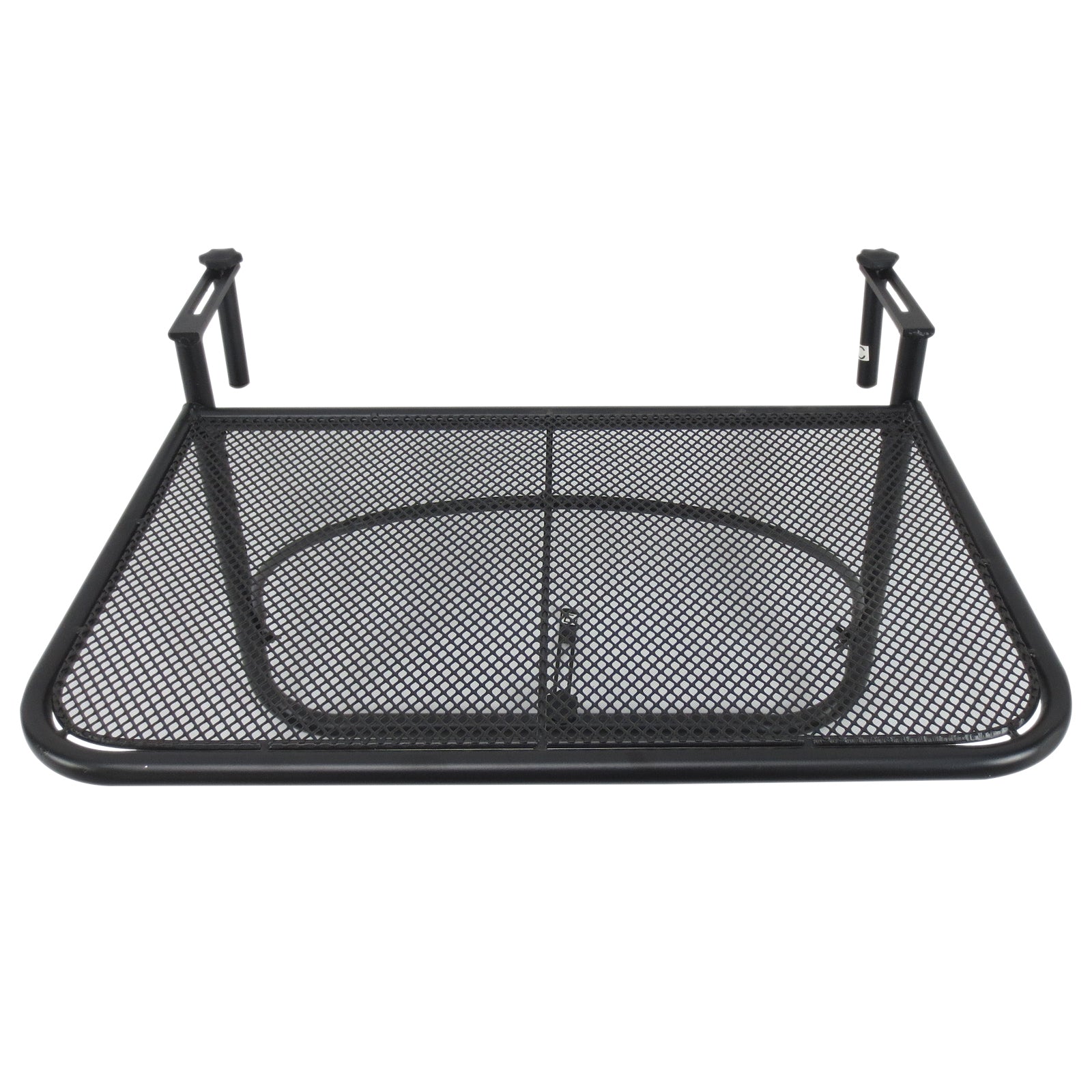 Adjustable Balcony Hanging Rail Table Metal Mounting Mini Wall Desk Outdoor Flower Stand Serving Table Drink Holder Rectangle Black