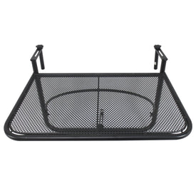 Adjustable Balcony Hanging Rail Table Metal Mounting Mini Wall Desk Outdoor Flower Stand Serving Table Drink Holder Rectangle Black