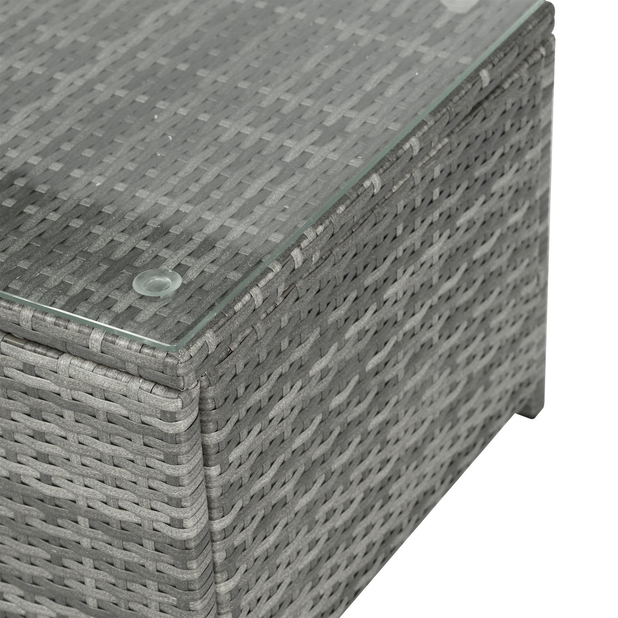 3 Pieces Patio PE Rattan Bistro Set Cushioned Armchair Sofa and Coffee Table Outdoor Furniture