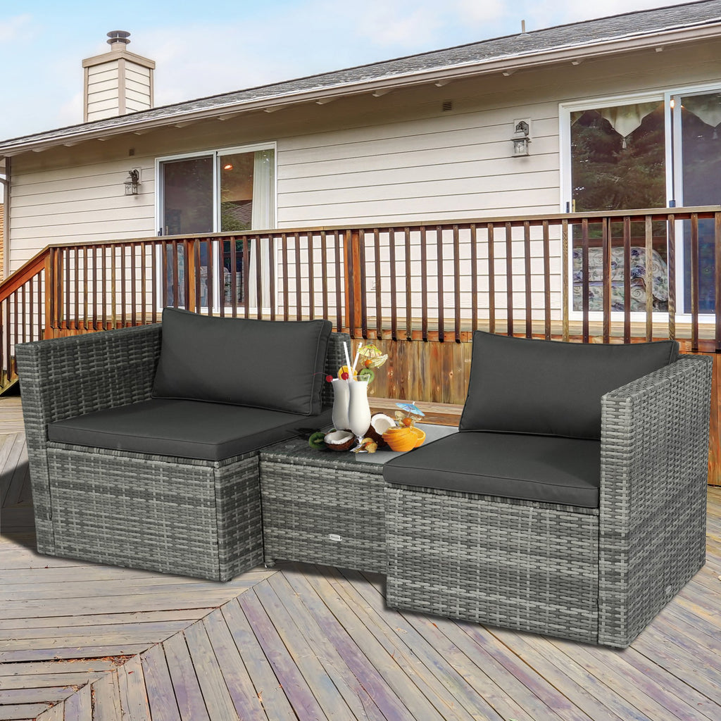 Pieces Patio PE Rattan Bistro Set Cushioned Armchair Sofa and