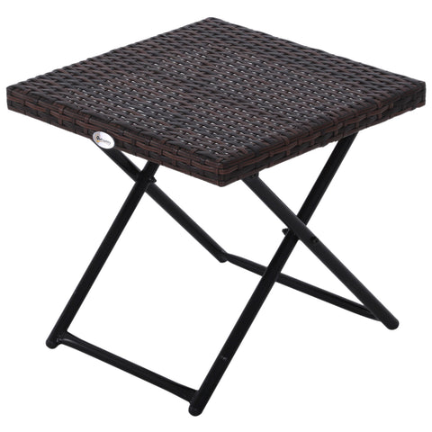 Image of Folding Square Rattan Coffee Table Bistro Garden Steel Outdoor