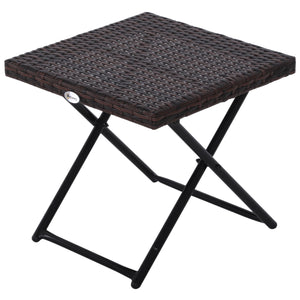 Folding Square Rattan Coffee Table Bistro Garden Steel Outdoor