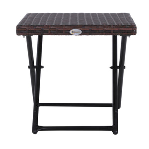 Folding Square Rattan Coffee Table Bistro Garden Steel Outdoor