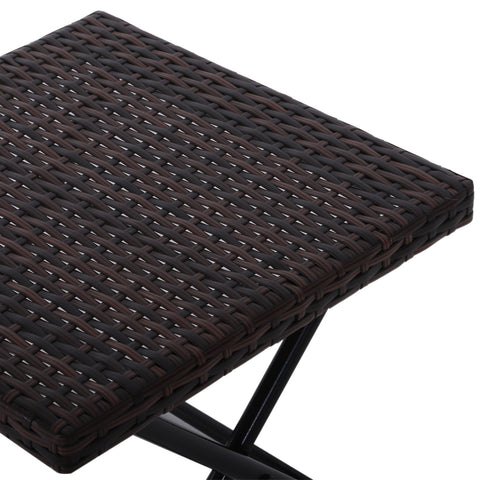 Image of Folding Square Rattan Coffee Table Bistro Garden Steel Outdoor