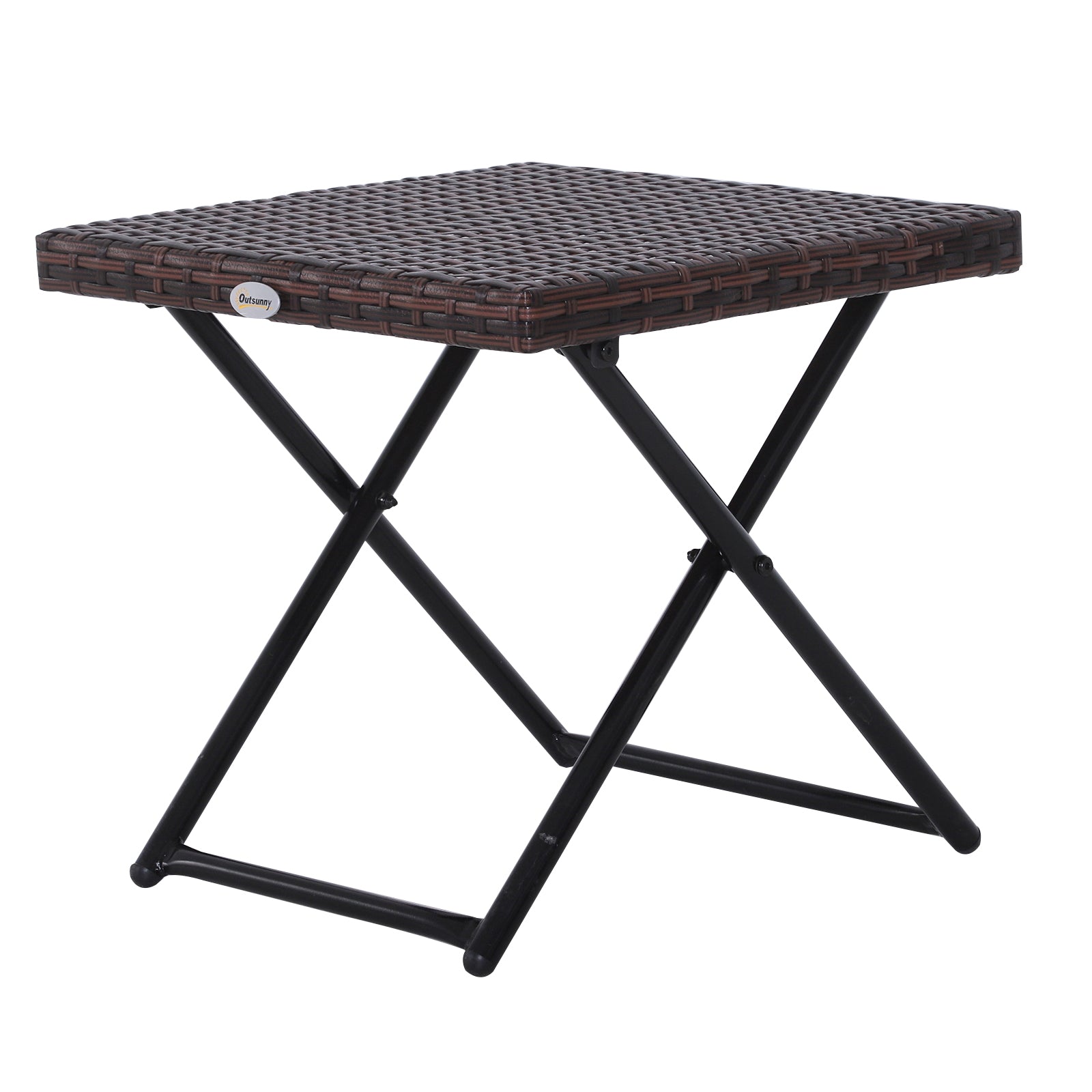 Folding Square Rattan Coffee Table Bistro Garden Steel Outdoor