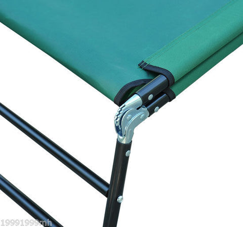 Image of Folding Portable Beach Lounge Chair Reclining Patio Garden Sun Lounger Bed Camping Cot Green