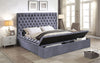 Grey Velvet Fabric Bed with 3 Storage Benches **Shipped in the GTA Area Only**