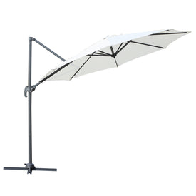 10ft Hanging Roma Offset Umbrella 360° Rotation w/ Cross Base Cream