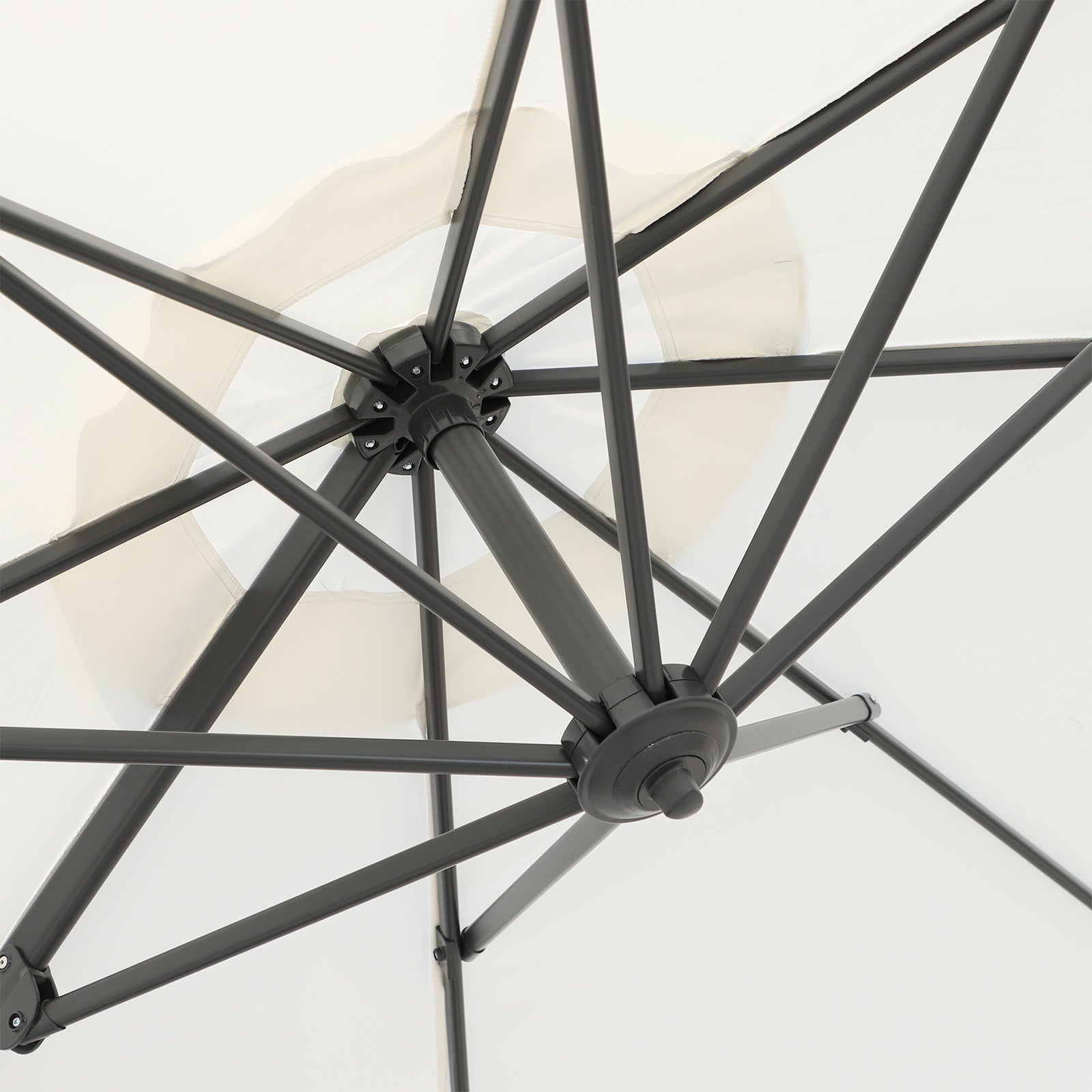 10ft Hanging Roma Offset Umbrella 360° Rotation w/ Cross Base Cream