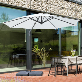 10ft Hanging Roma Offset Umbrella 360° Rotation w/ Cross Base Cream