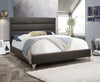 Grey PU Bed with Horizontal Deep Tufted Panels and Chrome Legs - NEW ARRIVAL! SEPT 20