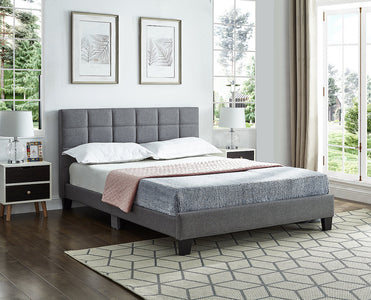 Grey Fabric Bed with Padded Headboard