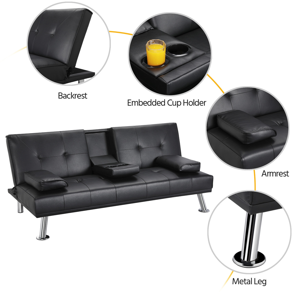 KLICK-KLACK SOFA BED BLACK WITH CUP HOLDER- ARRIVING IN AUGUST