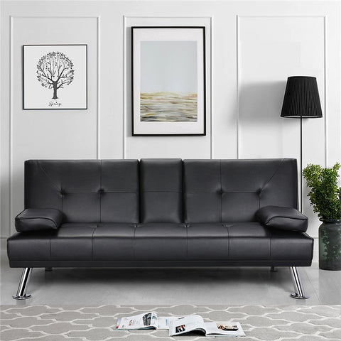 Image of KLICK-KLACK SOFA BED BLACK WITH CUP HOLDER- ARRIVING IN AUGUST