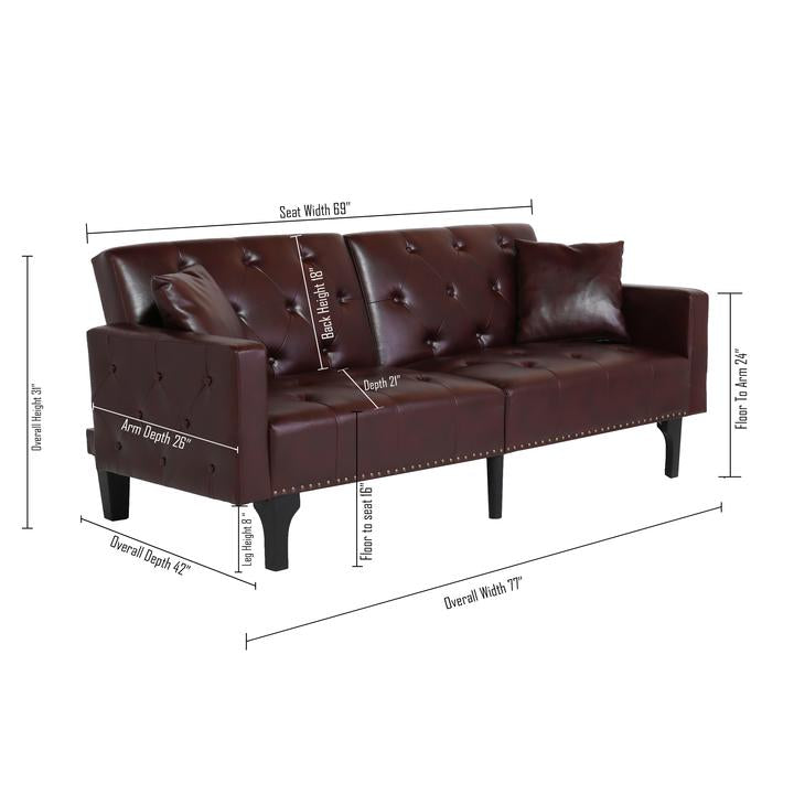 BURGUNDY KLICK KLACK SOFA BED