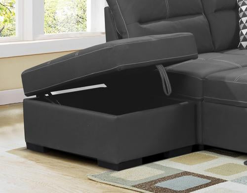 3-Piece Sectional with Pull-out Bed and Hidden Storage
