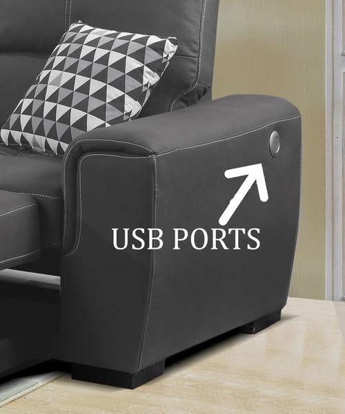 3-Piece Sectional with Pull-out Bed and Hidden Storage