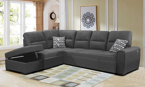 3-Piece Sectional with Pull-out Bed and Hidden Storage