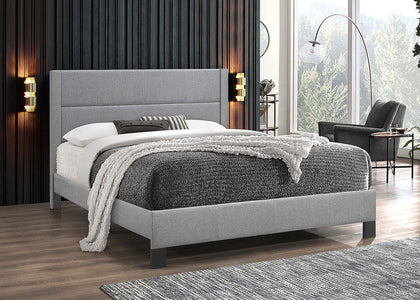 Light Grey Fabric Bed with Contrast Stitching