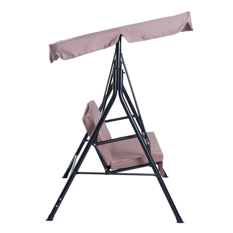 Image of Metal 3-Seater Outdoor Patio Swing with Canopy Cushioned Garden Lounger Brown