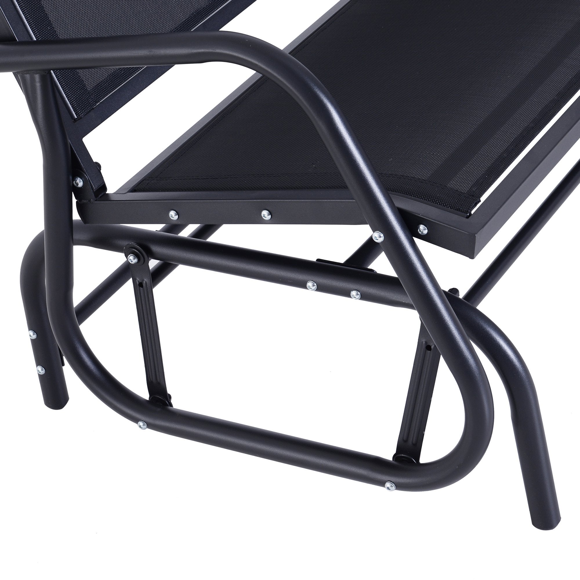 Patio Double Glider Bench Swing Chair Rocker Heavy-Duty Outdoor Garden Black