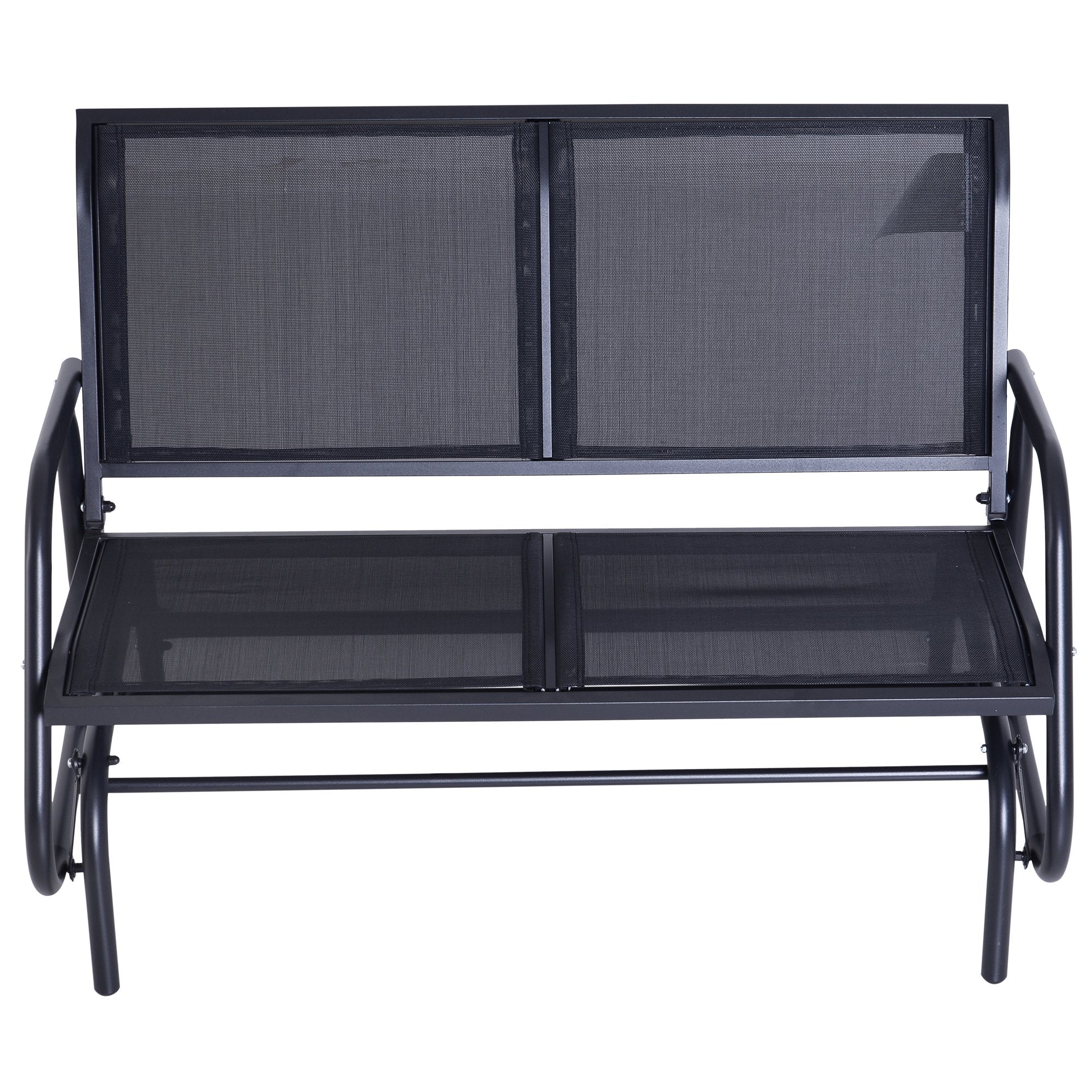 Patio Double Glider Bench Swing Chair Rocker Heavy-Duty Outdoor Garden Black