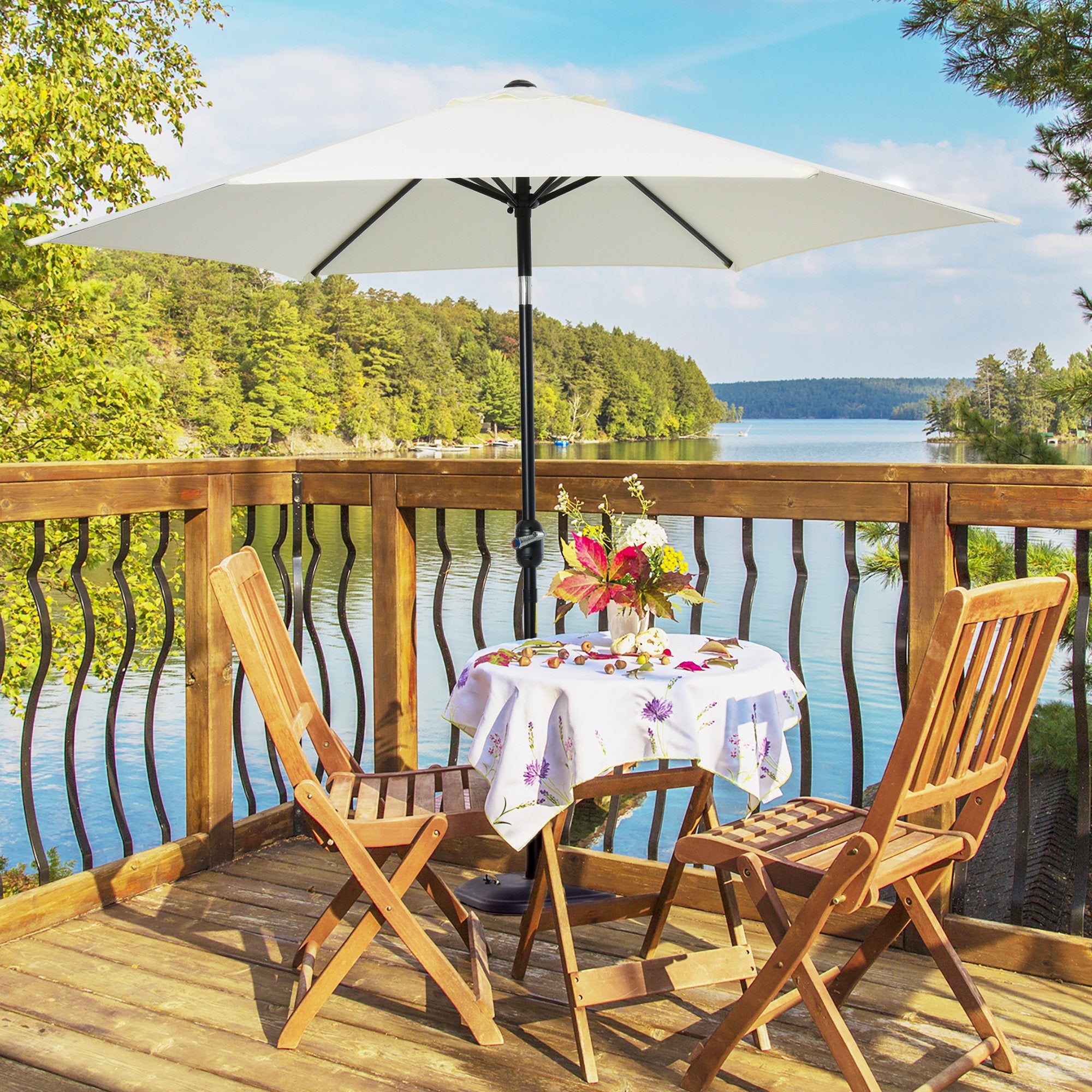 9' Patio Umbrella with Crank Handle Tilt Canopy Market Sunshade