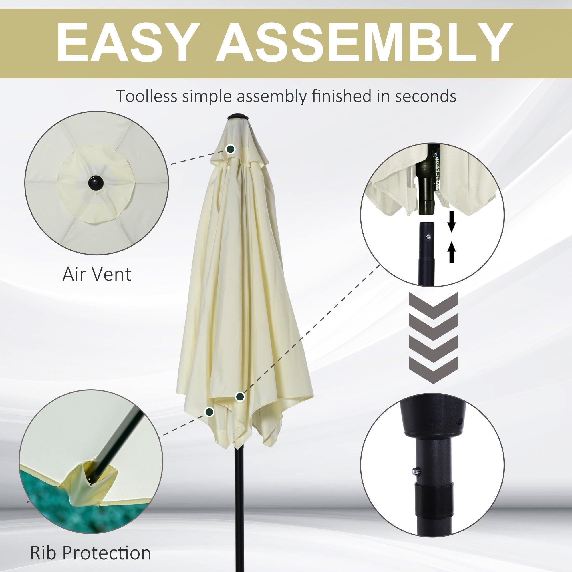 9' Patio Umbrella with Crank Handle Tilt Canopy Market Sunshade