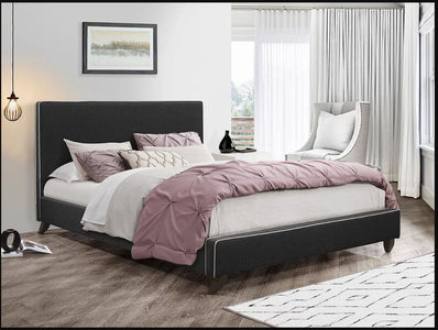 Platform Bed With Linen Style Fabric - Charcoal - ARRIVAL OCT 20