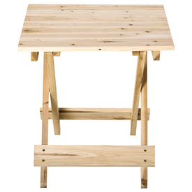 Folding Side Table Portable Outdoor Square Table Quick-Fold All Wood Structure for Beach Camping Picnics Natural Wood Color