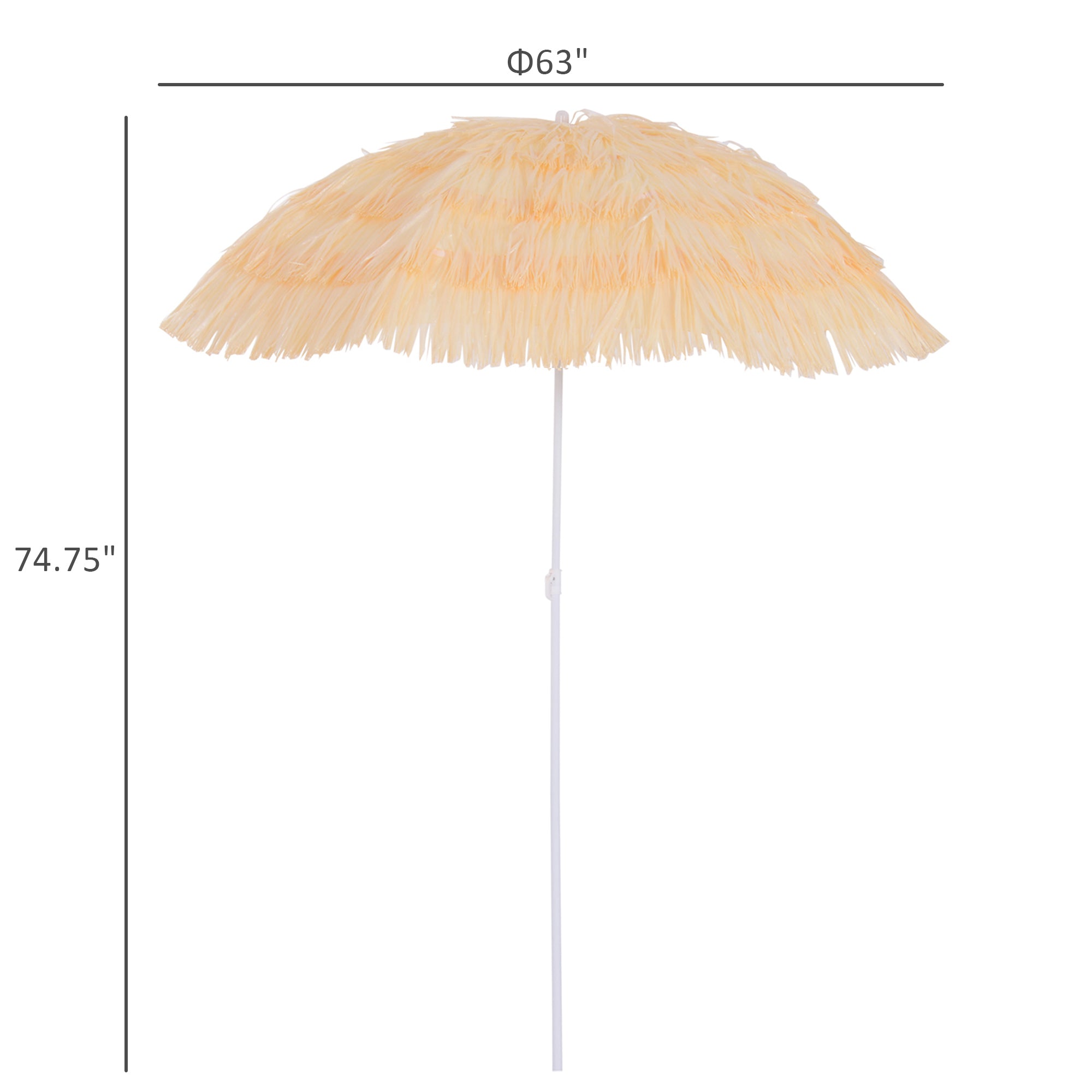 Tiki Beach Outdoor Umbrella - Adjustable and Lightweight - wheat colour