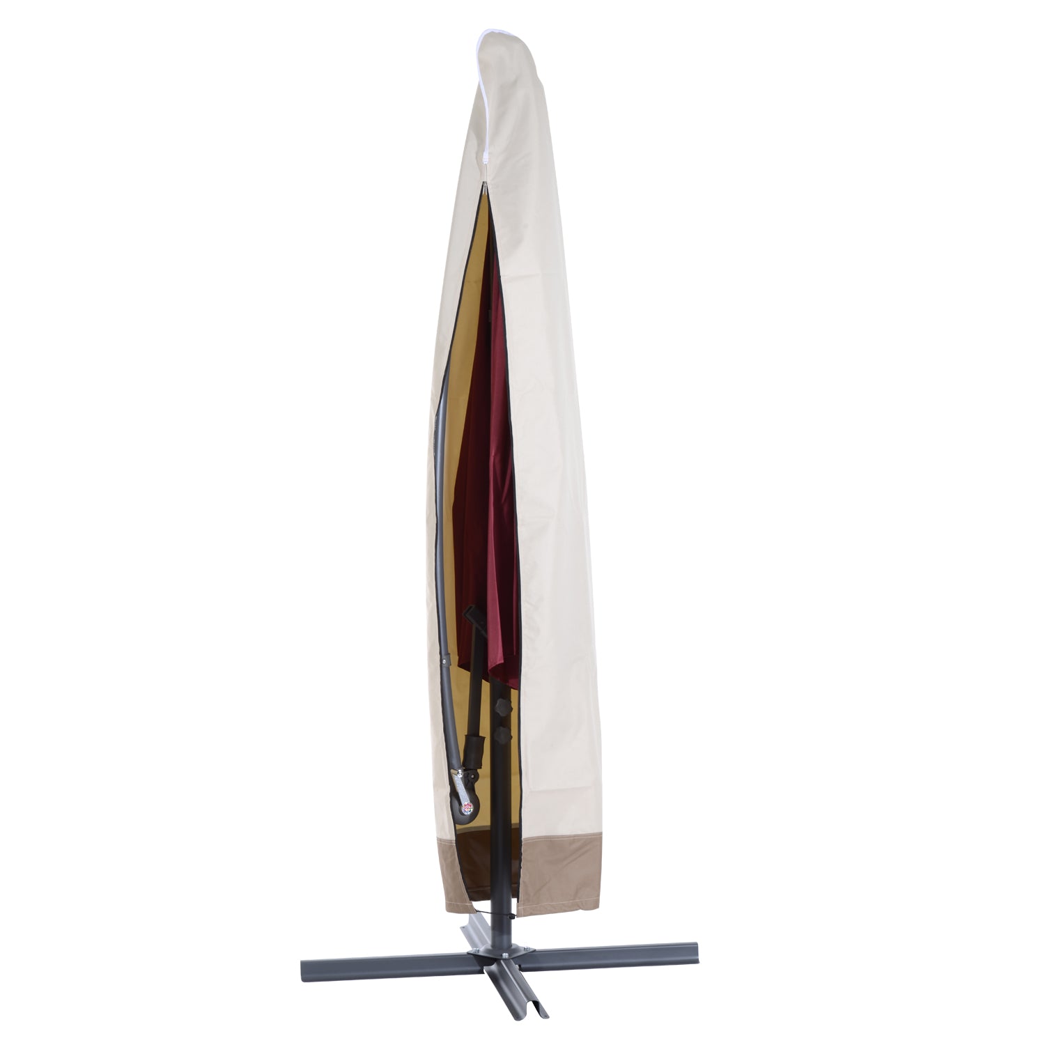 86.6-Inch Outdoor Offset Umbrella Cover Patio Furniture Protector Beige and Coffee