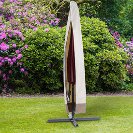 86.6-Inch Outdoor Offset Umbrella Cover Patio Furniture Protector Beige and Coffee